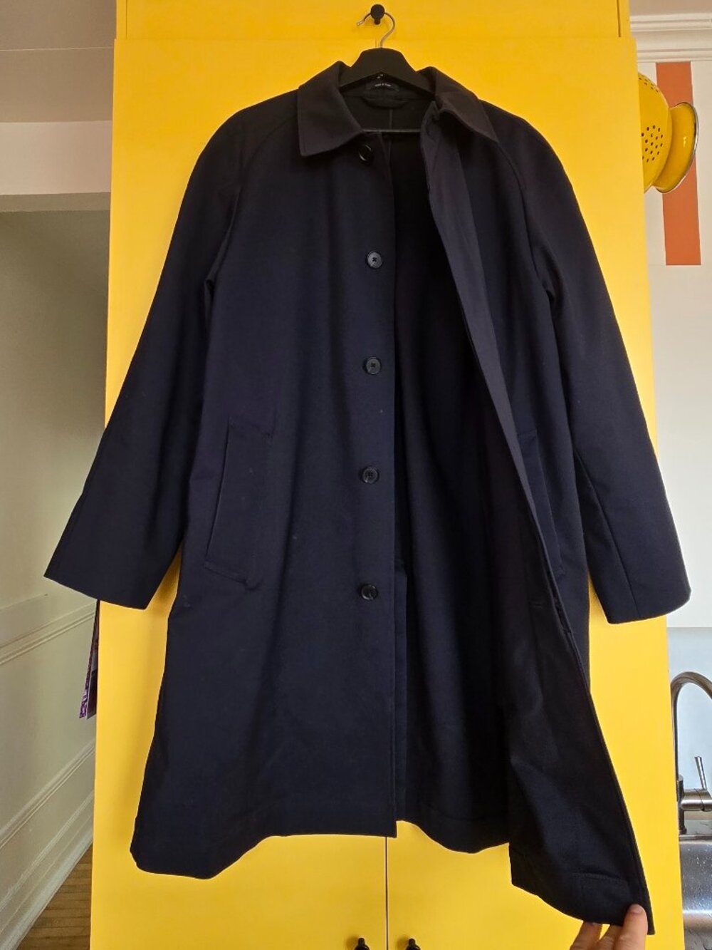 Black Trench Coat Club Monaco Men Medium